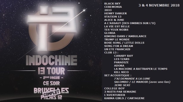 Setlist Bruxelles III & IV (3 & 4 novembre 2018)