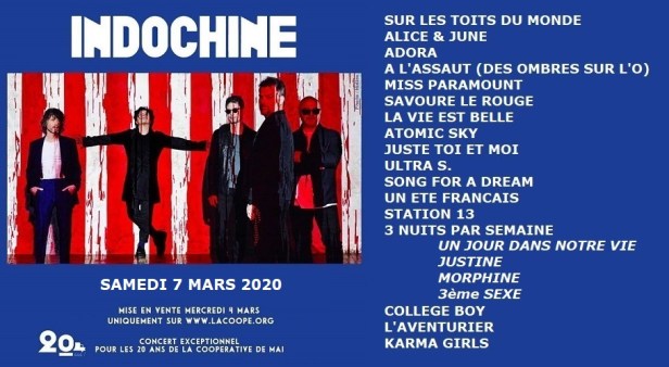 Setlist Coop de Mai (7 mars 2020)