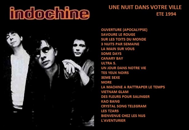 Setlist Une nuit dans votre Ville